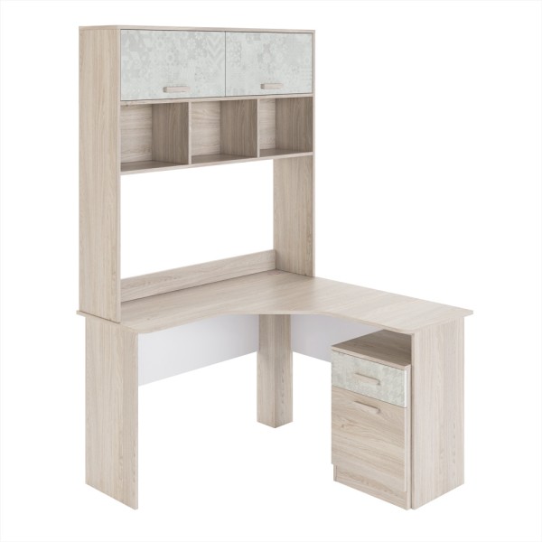 Стол угловой со стеллажом и тумбой Паскаль (мод.3 + мод.4 + мод.5)