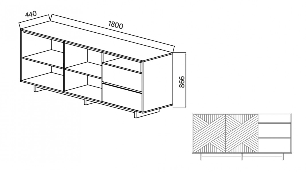 Комодино MODERNO-1800 В-1, Делано серый, Ф-3 Бисквит мат