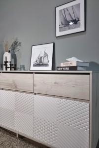 Комодино MODERNO-1800 В-2, Сосна Лапландия, Ф-4 Меренга мат